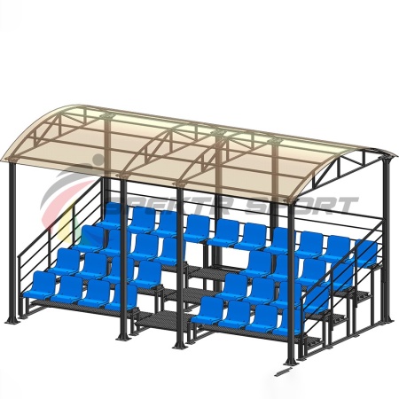 Купить Трибуна для зрителей 4 ряда на 34 места с навесом и перилами в Мысках 